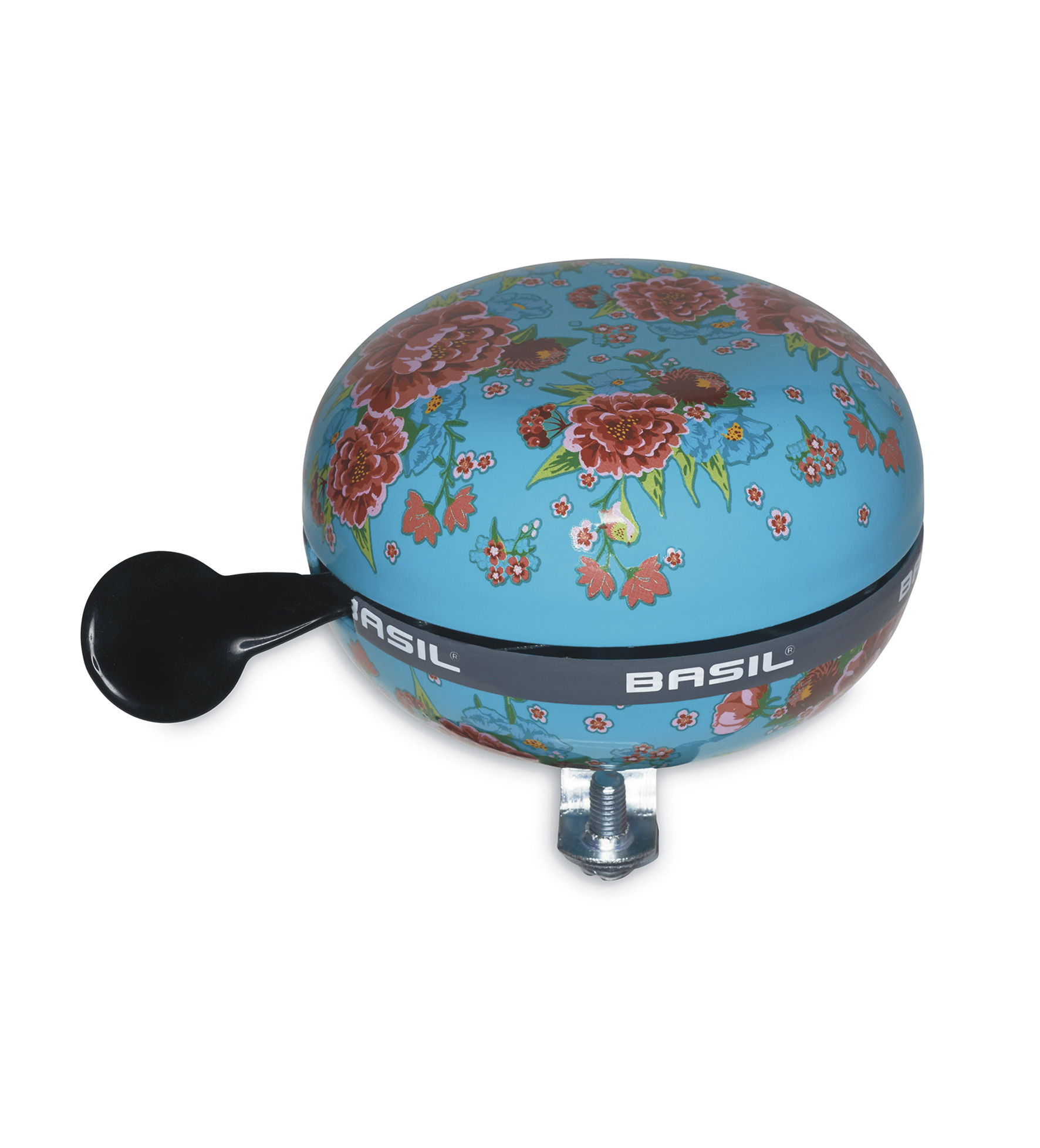 BASIL Ding-Dong Glocke Bloom emerald green Blumen Ø80mm Fahrradklingel