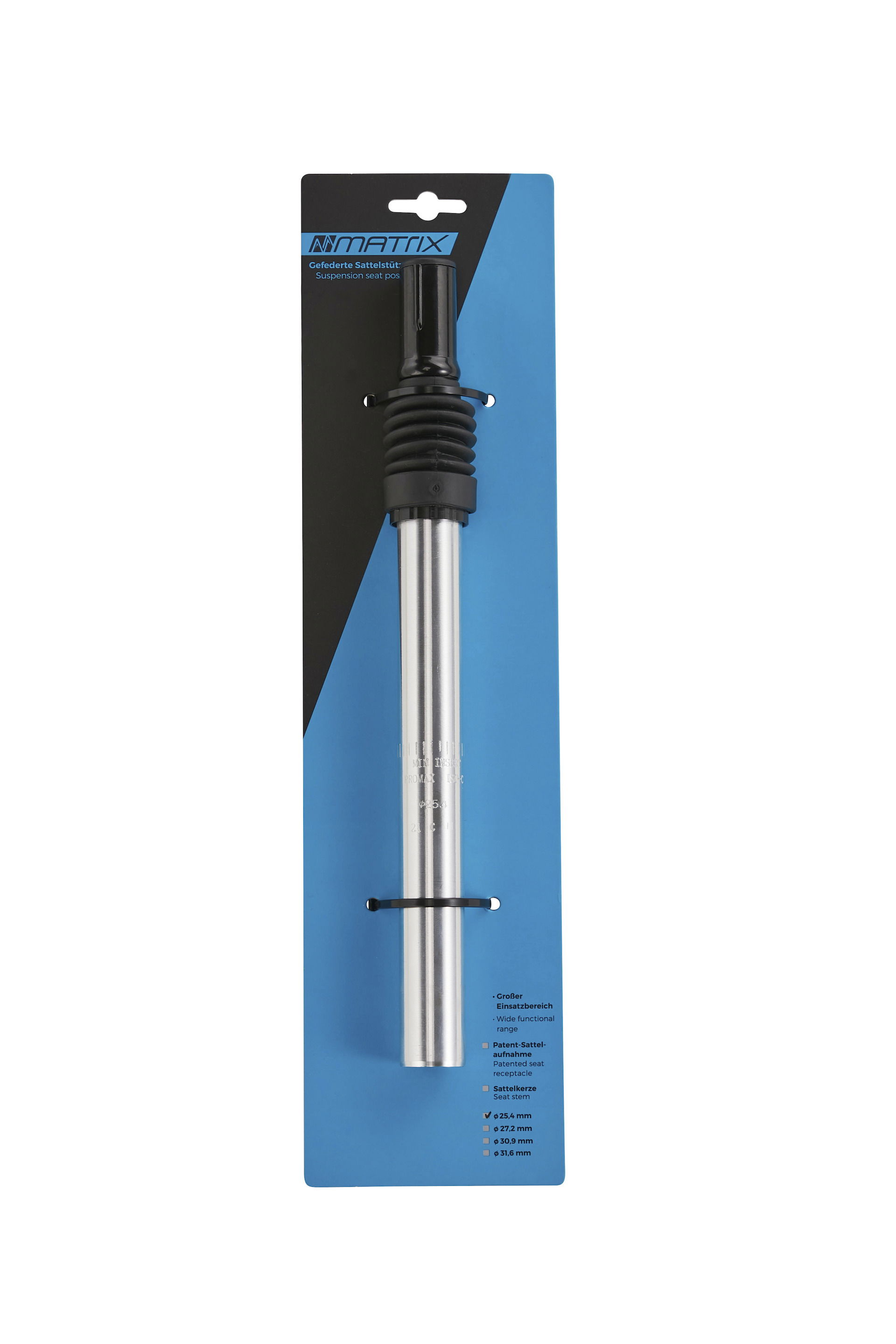 MATRIX Federsattelstütze SP8 silber Durchmesser: 25,4 mm Max. Belastung: 90 kg