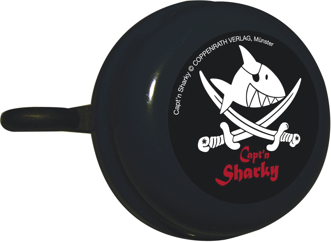 BIKE FASHION Kinder-Glocke Capt`n Sharky schwarz | Motiv: Capt`n Sharky | Durchmesser: 57 mm