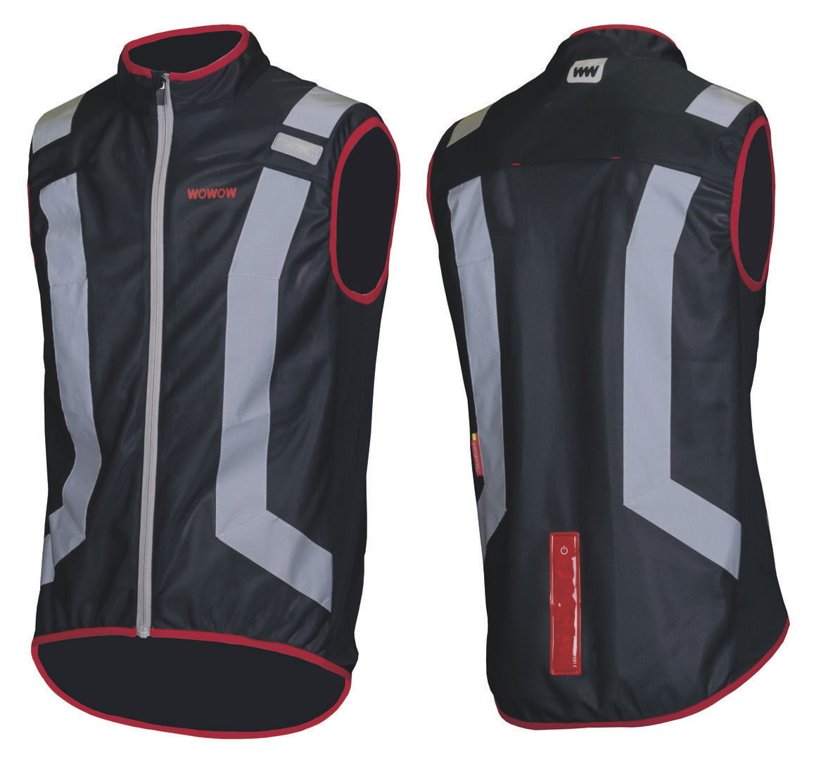 WOWOW Reflexweste Flandrian mit roten LED's schwarz Größe: XXL