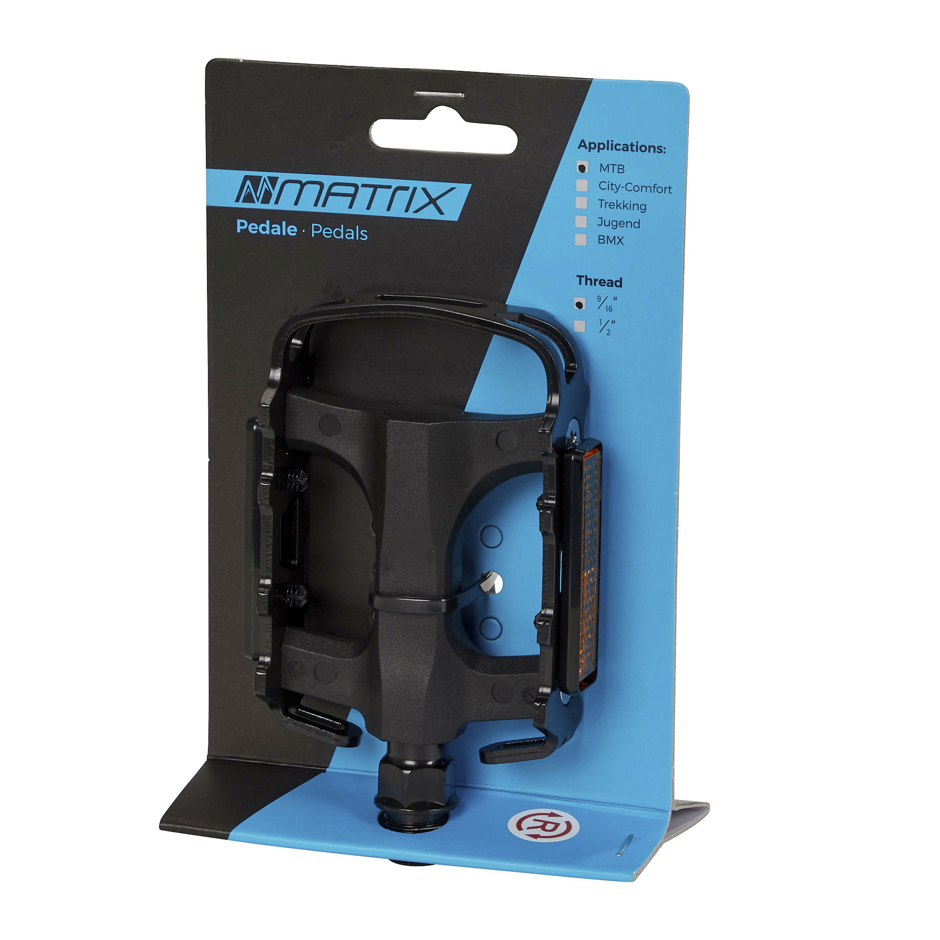 MATRIX MTB Pedal PE66 Gewinde: 9/16 Zoll Polymerlager schwarz