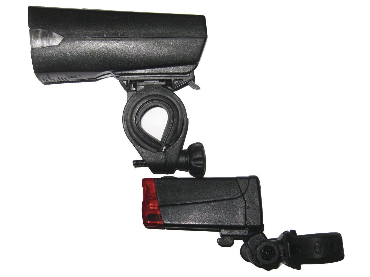 MATRIX LED Batterieleuchten Set 12 LUX BLS 17 inkl. Akkus ( 3x AAA für Frontlicht, 2 x AAA für Rücklicht) Befestigung: Lenker / Sattelstütze schwarz