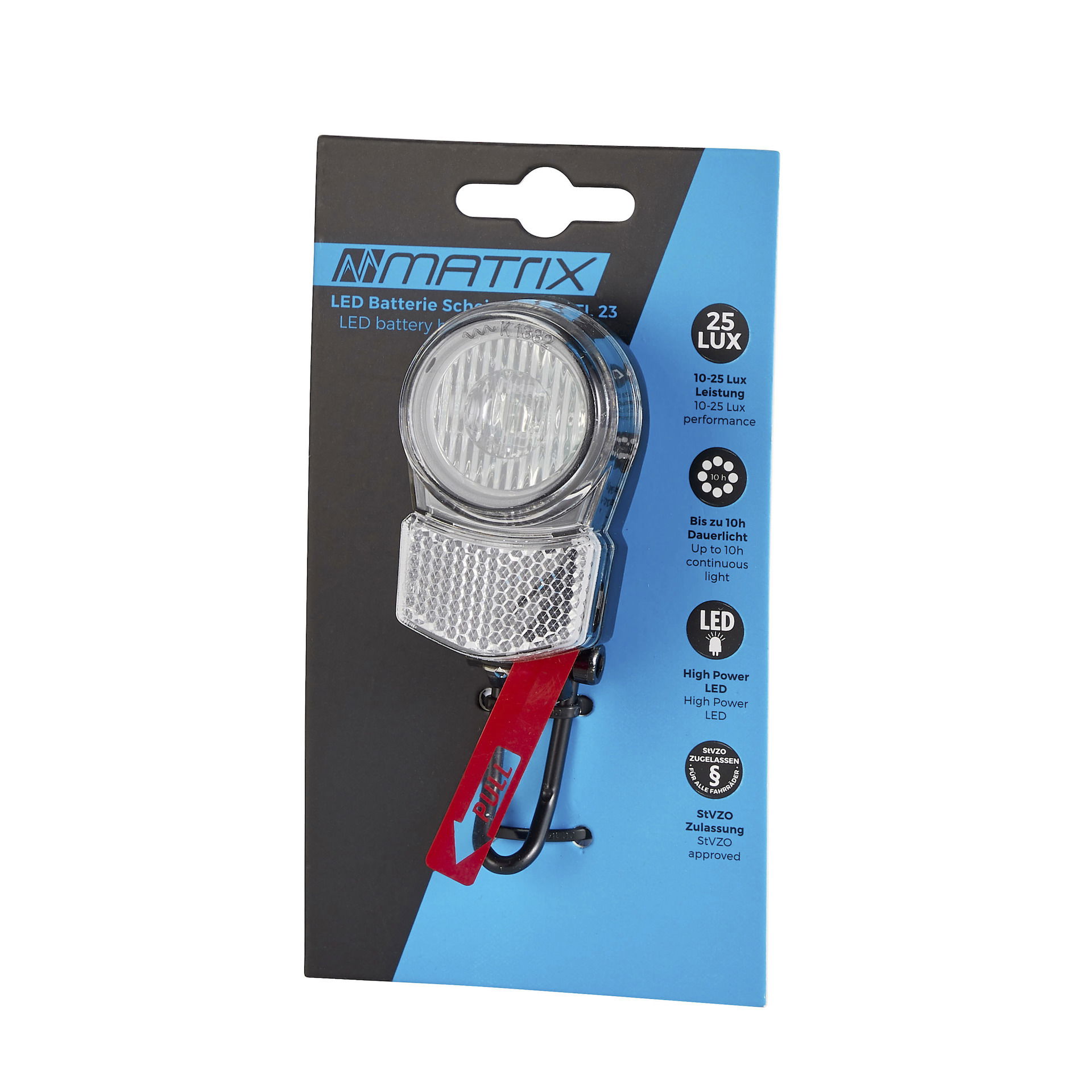 MATRIX Batterie LED-Scheinwerfer 25 LUX BFL 23 inkl. Batterien 3 x AAA schwarz