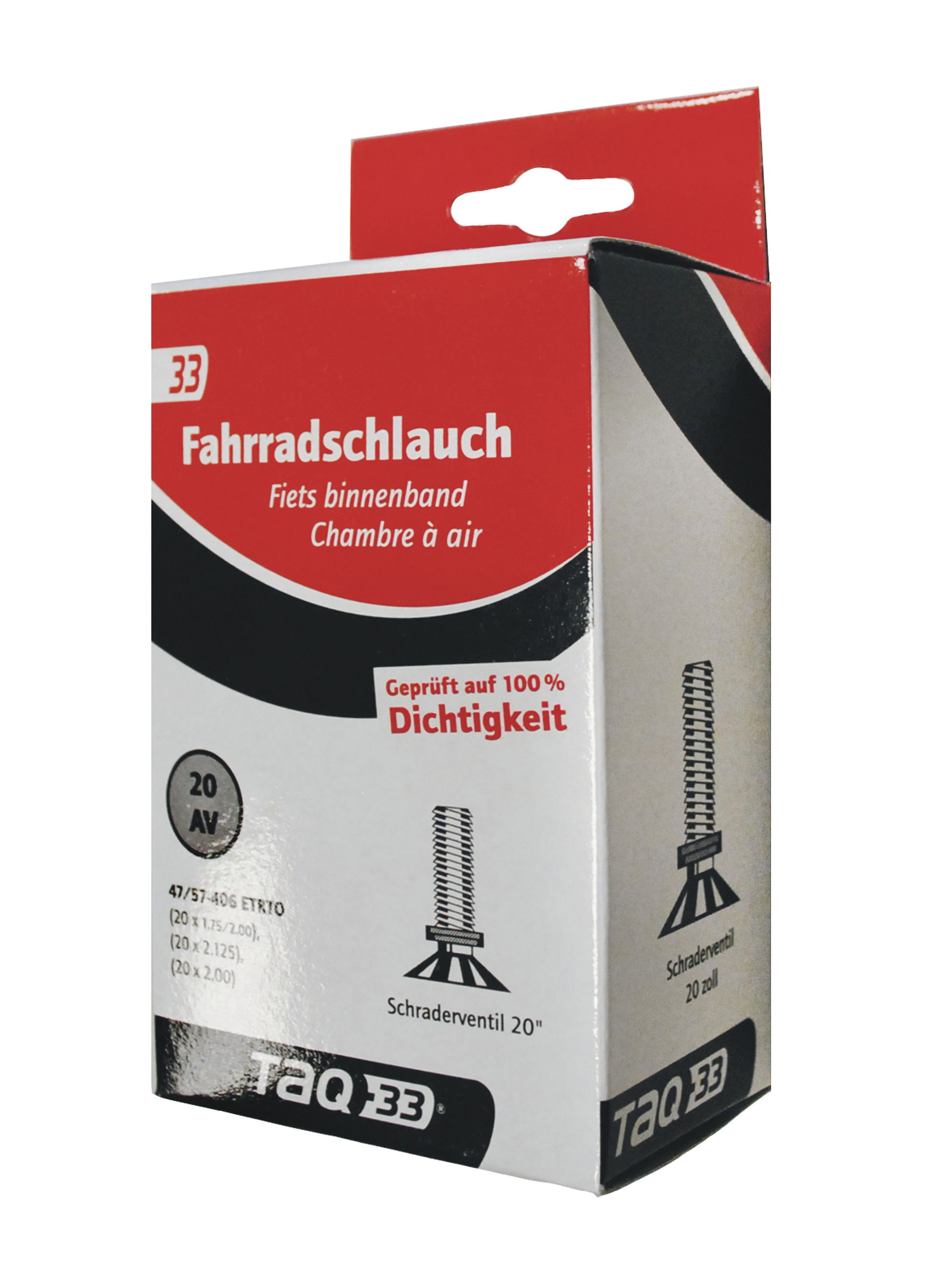 TAQ-33 Fahrradschlauch DV Ventil 20 Zoll | ETRTO: 47/57-406 | DV | Ventillänge: 40 mm