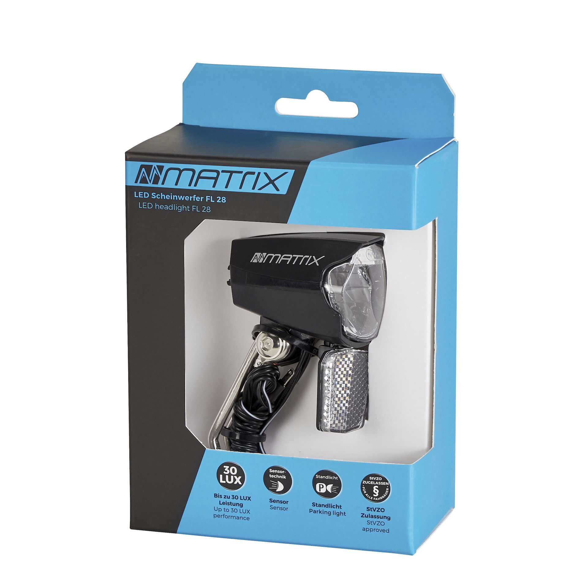 MATRIX LED Scheinwerfer 30 LUX FL28 Befestigung: Gabelkrone schwarz An-/Ausschalter: Ja