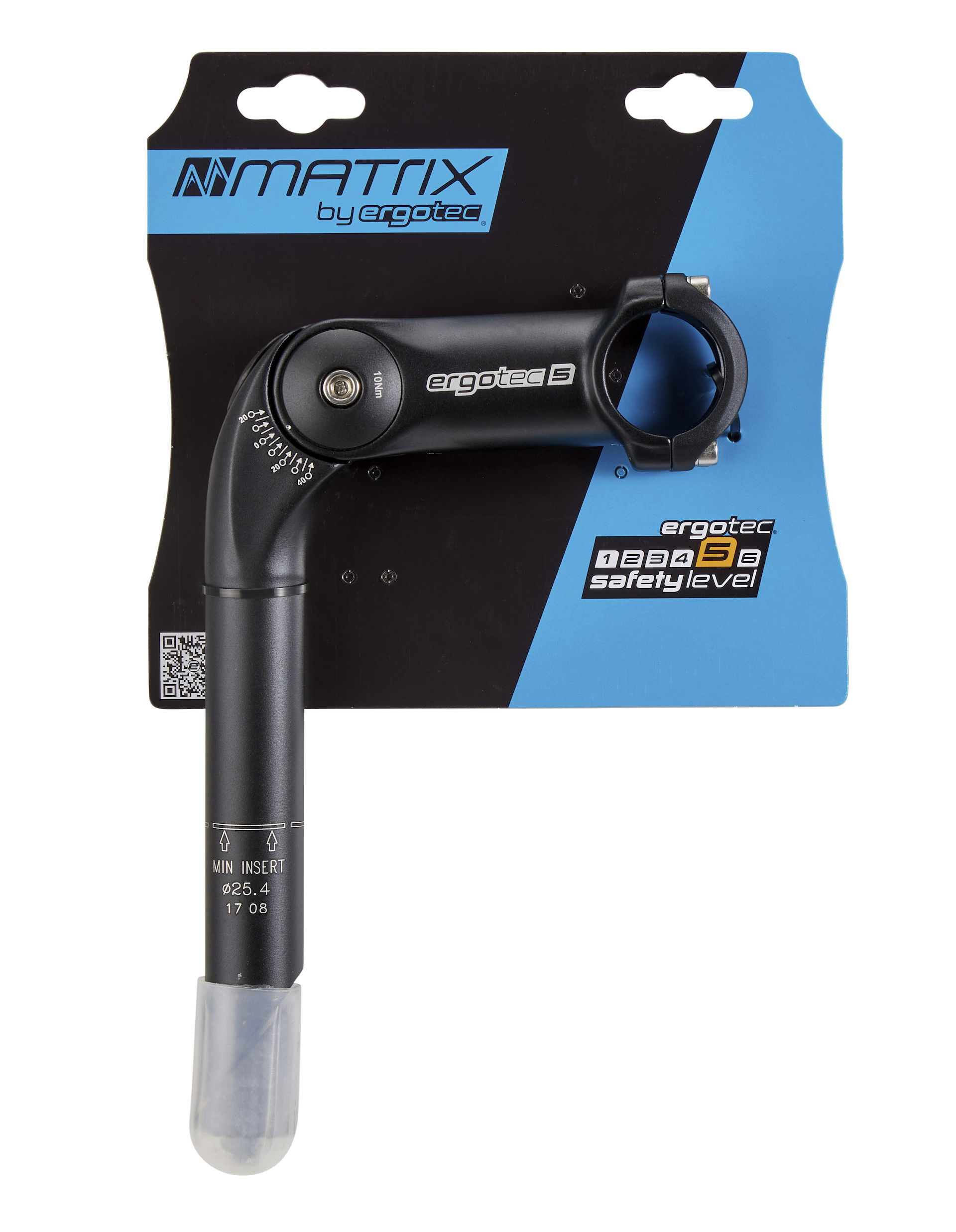 Ergotec Vorbau Octopus XL Lenkerklemmdurchmesser: 31,8 mm Schaftdurchmesser: 25,4 mm Auslage: 100 mm schwarz sandgestrahlt