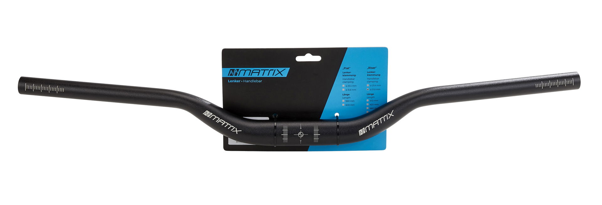 MATRIX MTB Lenker Riser HB8 Lenkerklemmdurchmesser: 31,8 mm | Griffweite: 680 mm | H?he: 38 | schwarz-matt | SB-Verpackung