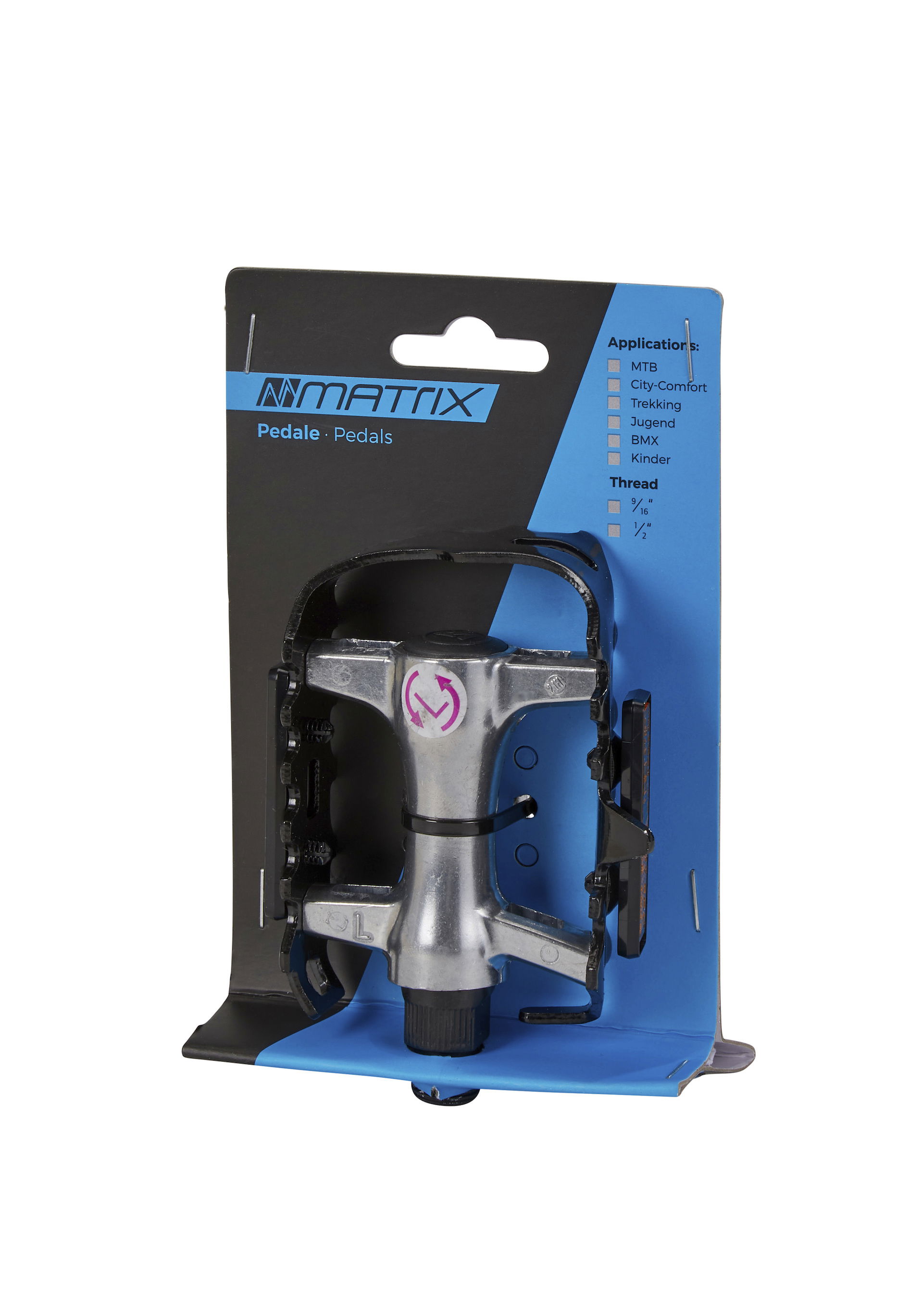 MATRIX MTB Pedal PE10 Gewinde: 9/16 Zoll kugelgelagert schwarz / silber