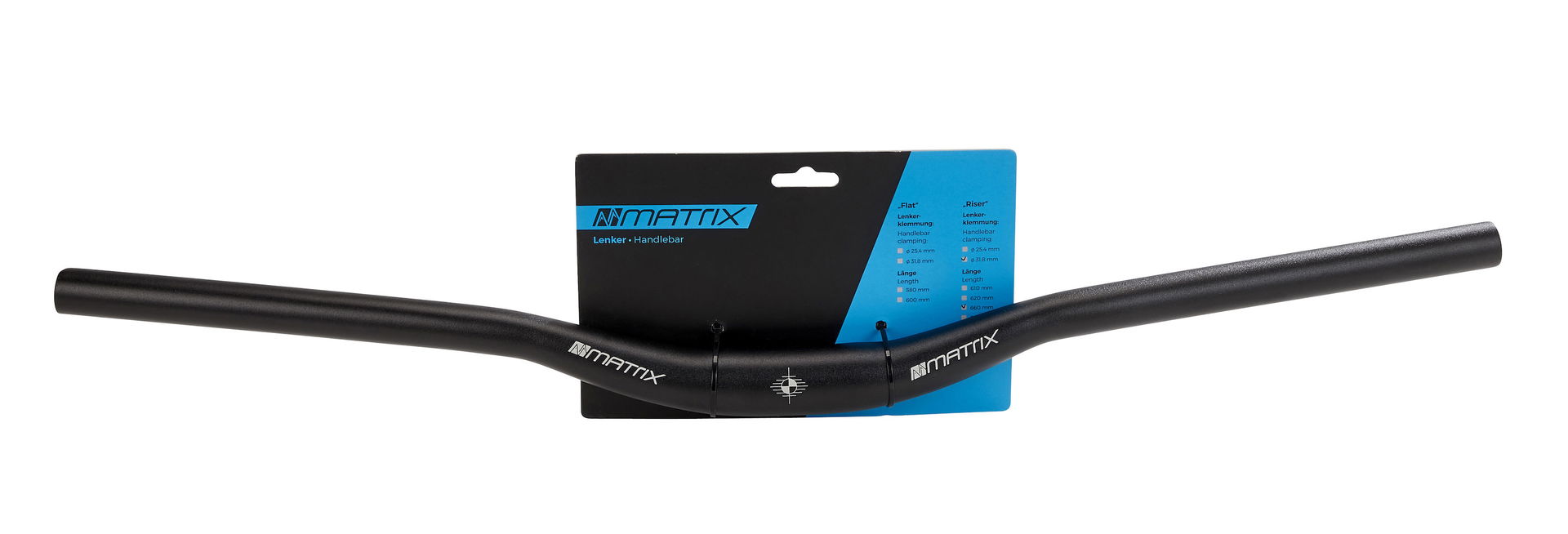 MATRIX MTB Lenker Riser HB3 Lenkerklemmdurchmesser: 31,8 mm Griffweite: 660 mm AL 6061 schwarz-matt