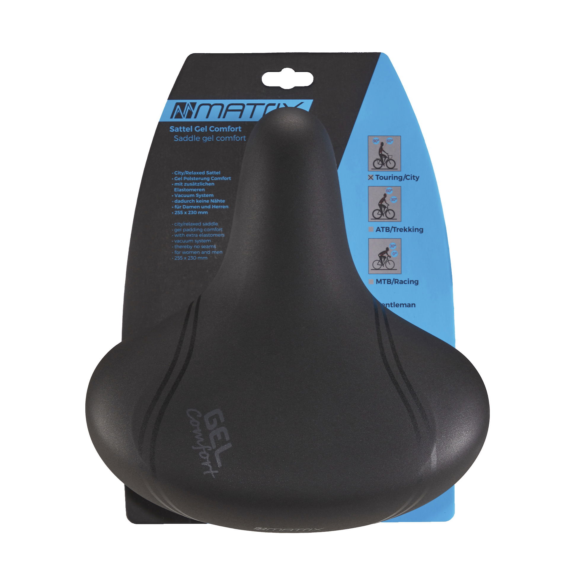 MATRIX City Sattel Gel Comfort Unisex Relaxed Maße: 255 x 230 mm schwarz