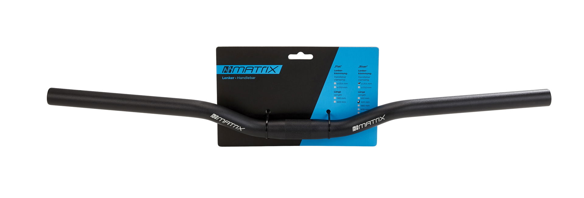 MATRIX MTB Lenker Riser HB1 Lenkerklemmdurchmesser: 25,4 mm Griffweite: 620 mm AL 6061 schwarz-matt