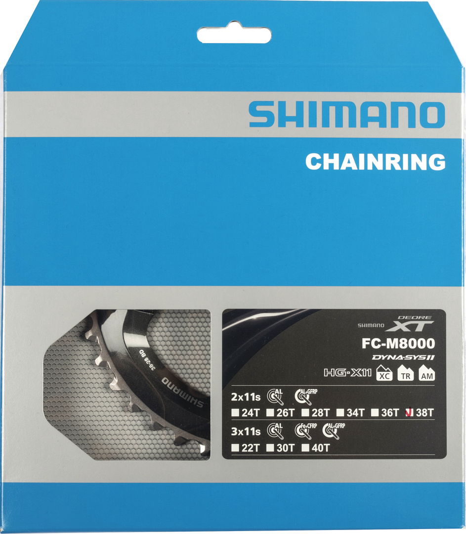 SHIMANO Kettenblatt Deore XT FCM8000 38 Zähne schwarz Lochkreis: 96 mm