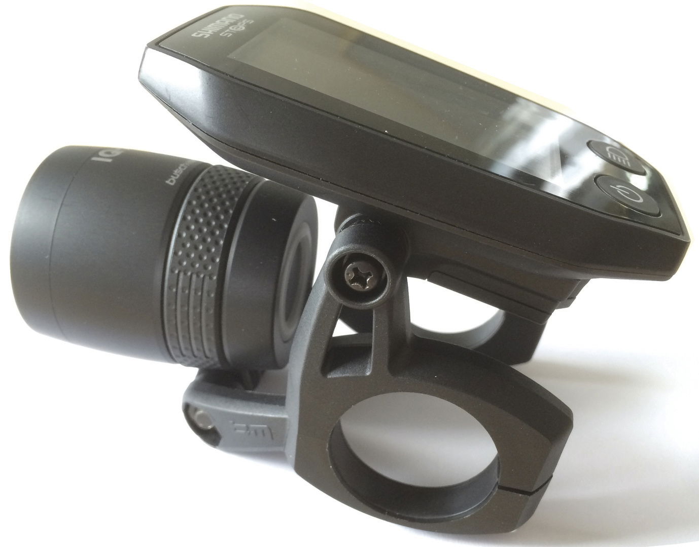 B&M Scheinwerfer-Halterung für Dynamoscheinwerfer schwarz für Kombination mit Shimano Steps-Display