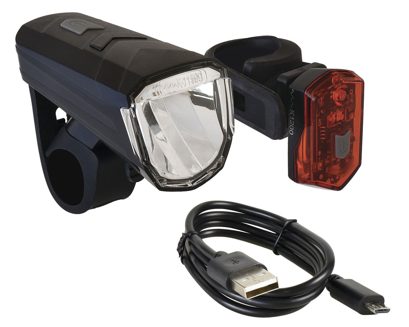 MATRIX LED Akkuleuchten Set 30 LUX BLS 1 inkl. Halter Befestigung: Lenker / Sattelstütze schwarz