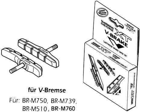 SHIMANO Bremsschuh Cartridge XT für V-Brakes