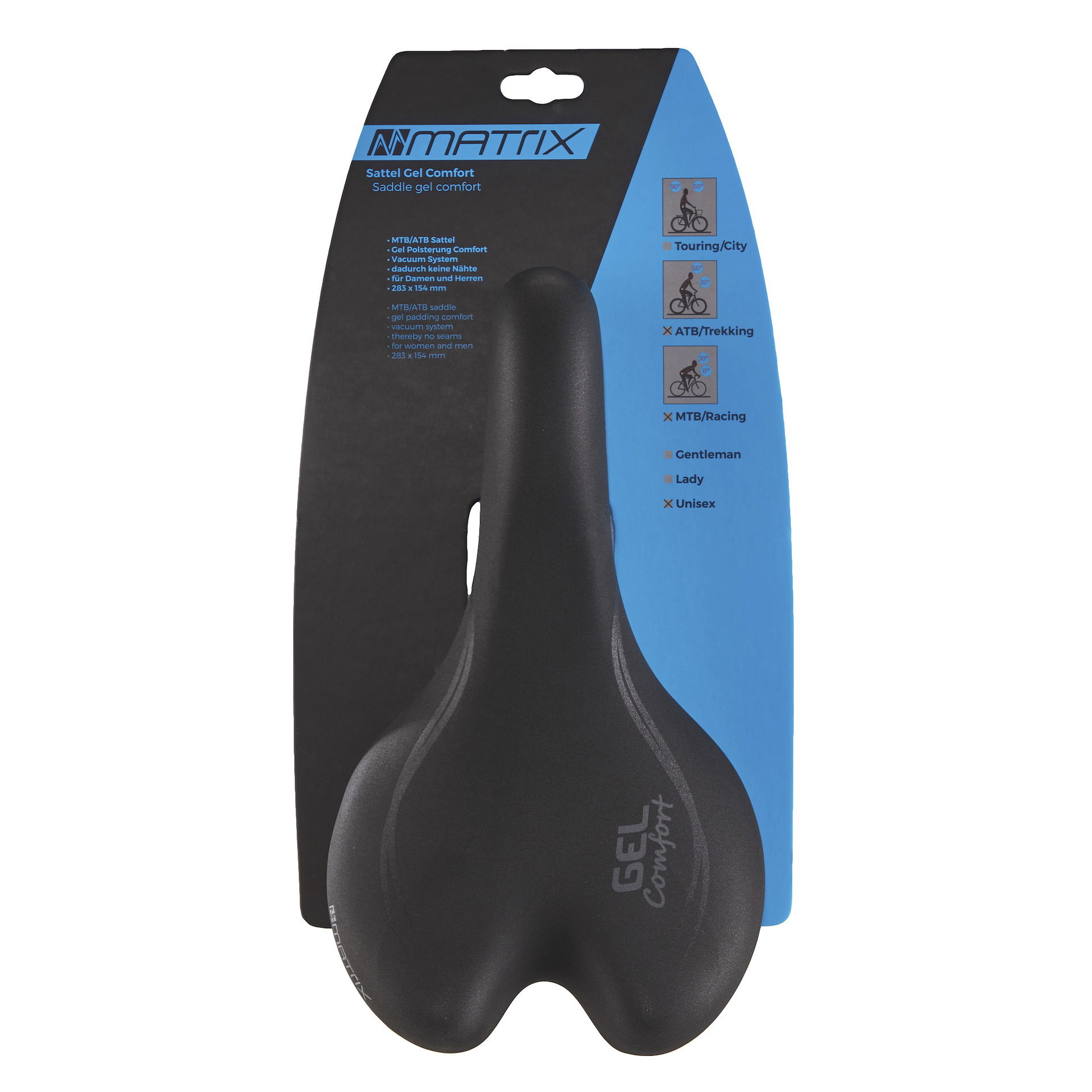 MATRIX Sport Sattel Gel Comfort Unisex Athletic Maße: 283 x 154 mm schwarz