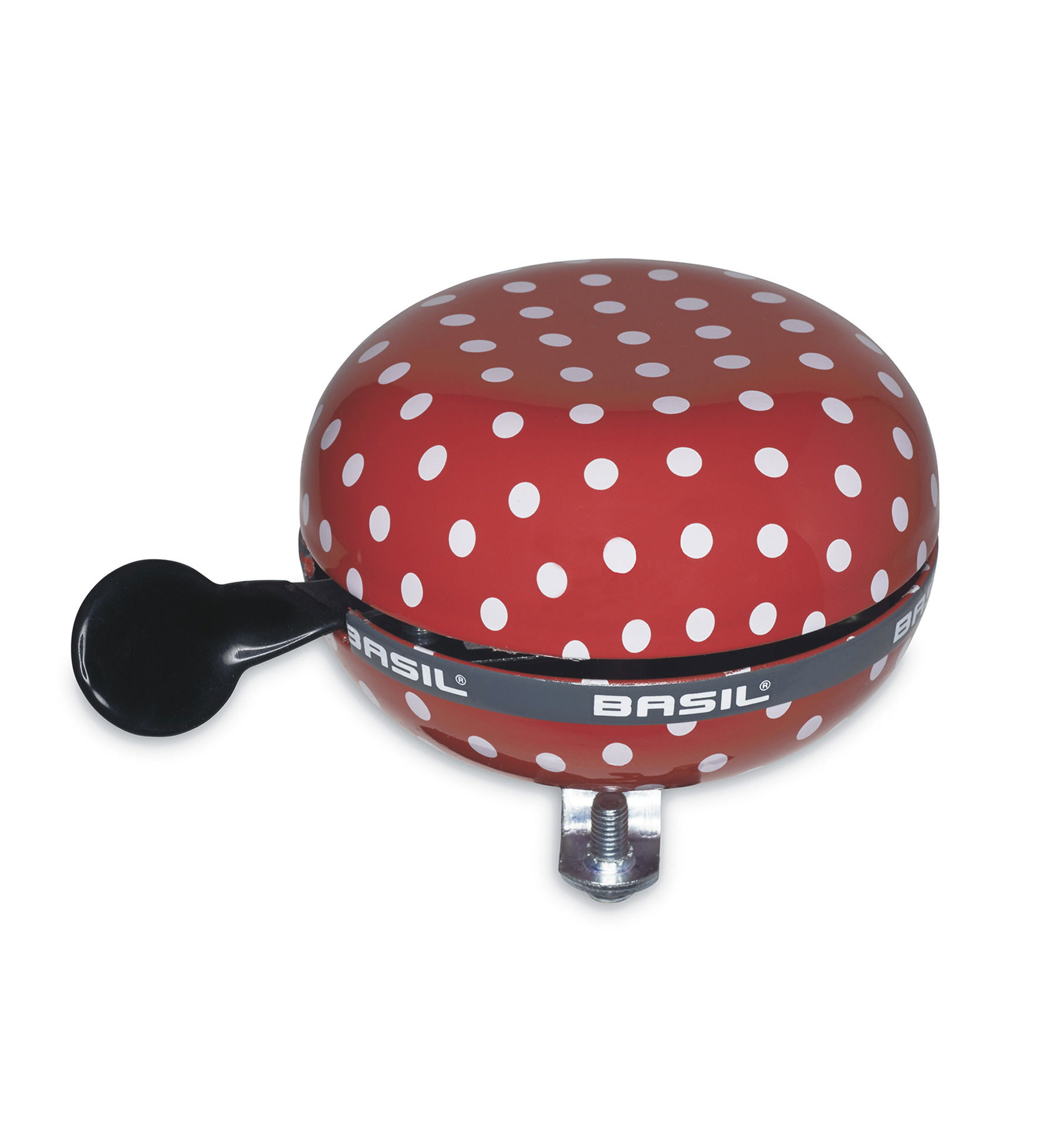 BASIL Ding-Dong Glocke Polkadot 80mm rot/weiß Punkte Fahrradglocke