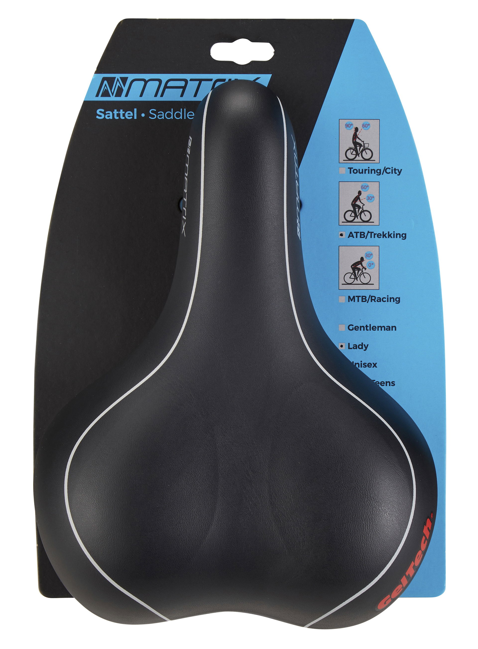 MATRIX Trekking Sattel S23 Soft Gel Damen Moderate Maße: 260 x 195 mm schwarz