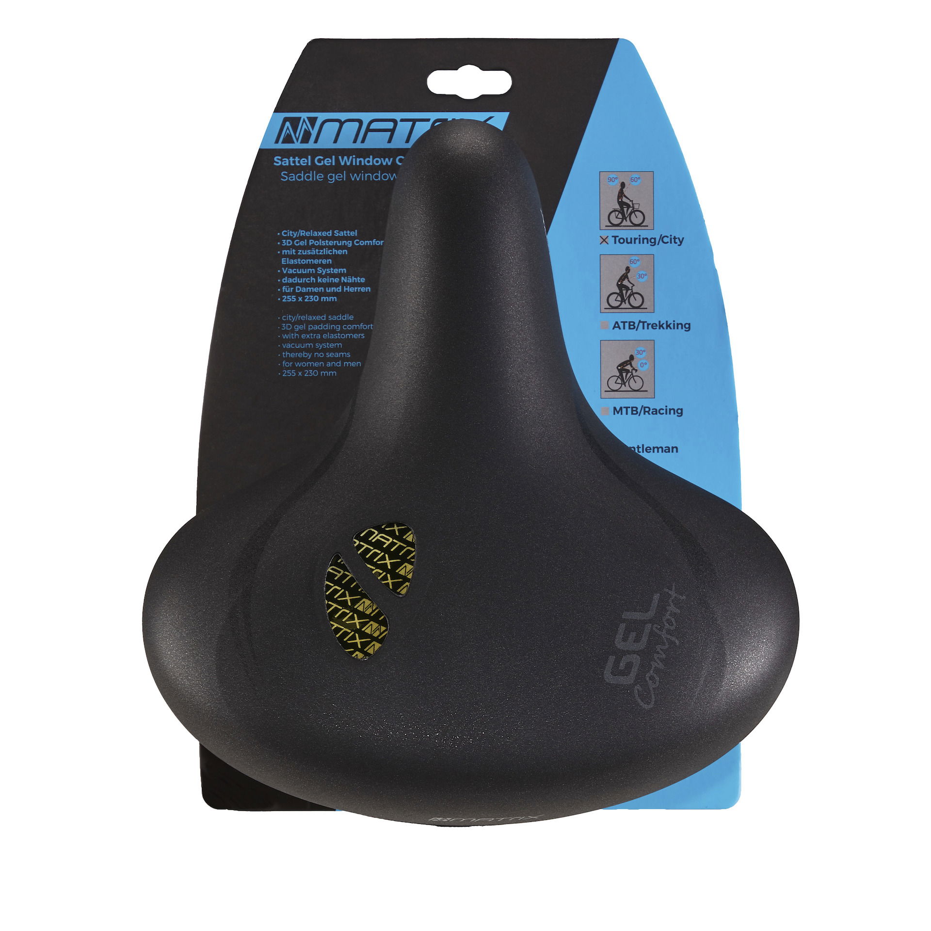 MATRIX City Sattel Gel Window Comfort Unisex Relaxed Maße: 255 x 230 mm schwarz