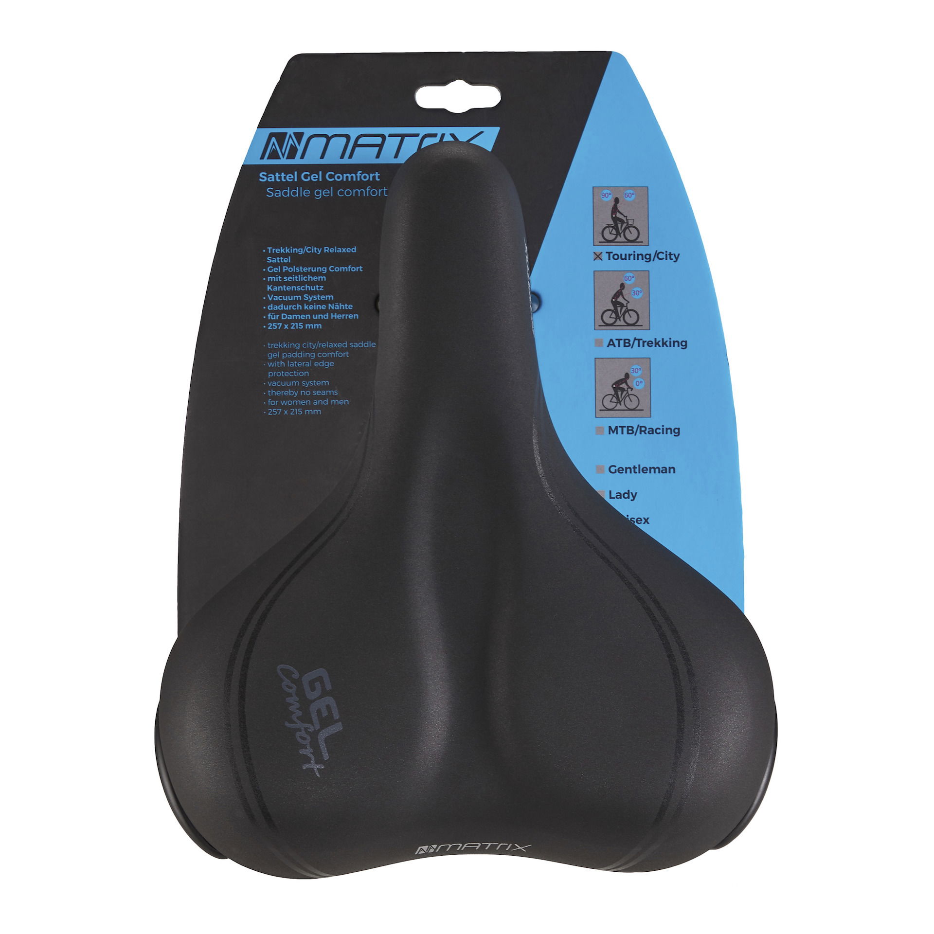 MATRIX City Sattel Gel Comfort Unisex Relaxed Maße: 257 x 215 mm schwarz