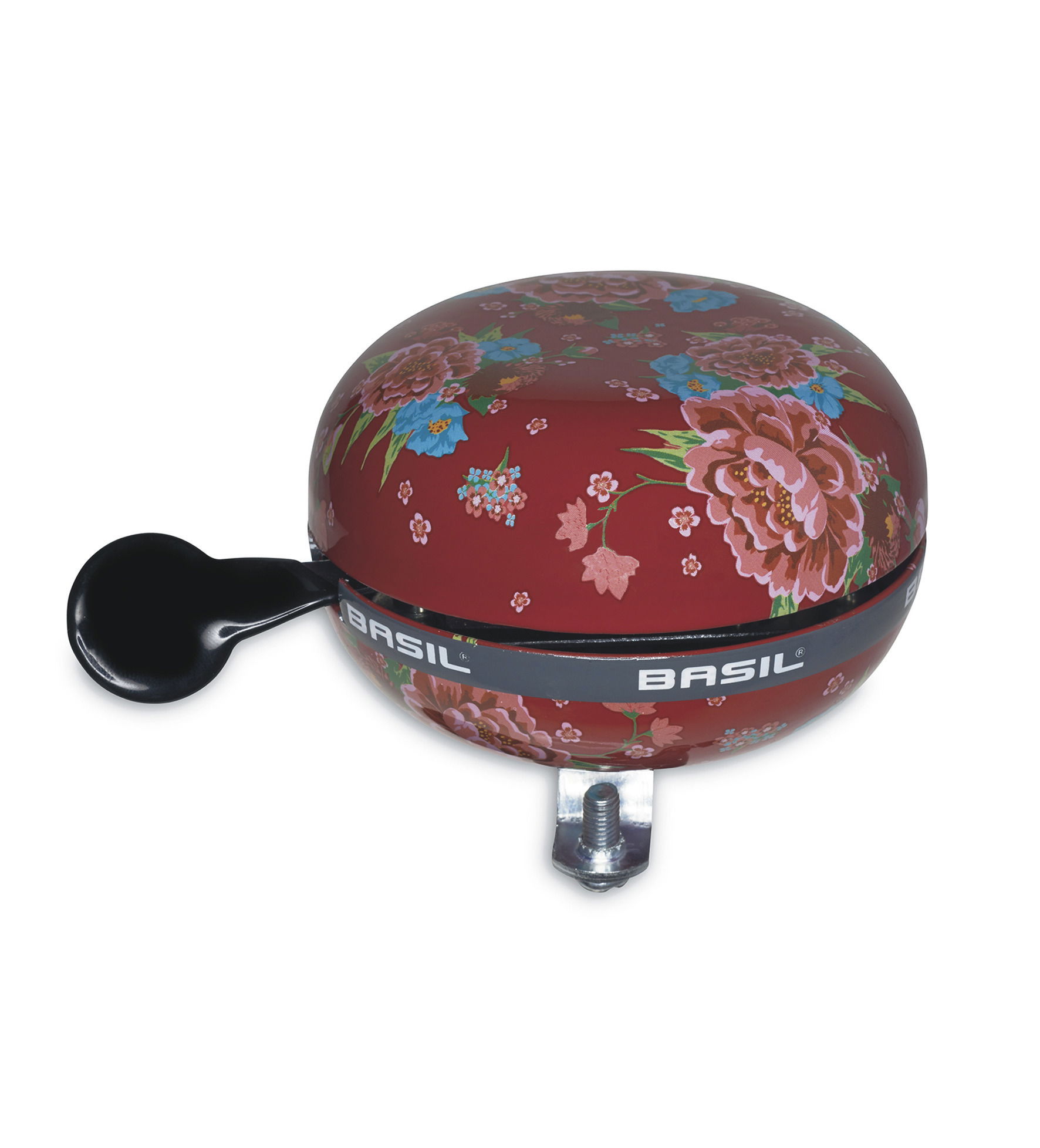 BASIL Ding-Dong Glocke Bloom Blumen Motiv scarlet red 80mm Fahrradglocke
