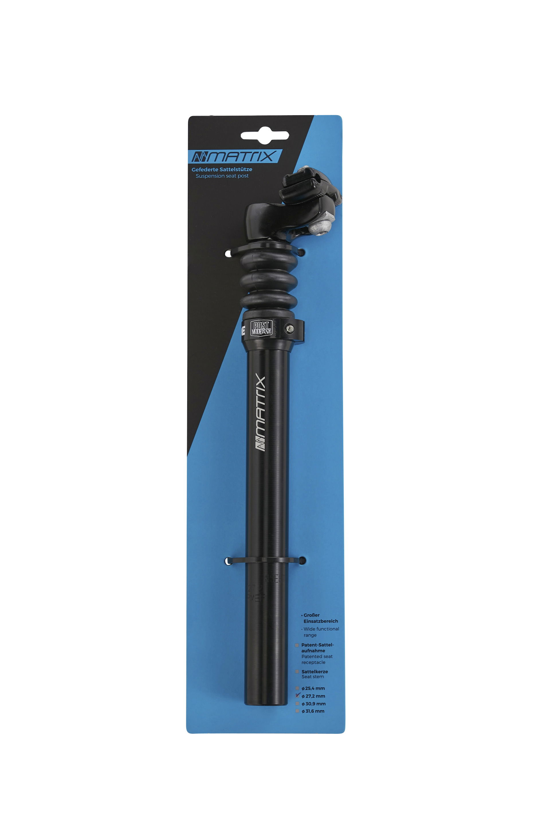 MATRIX Federsattelstütze SP21 schwarz Durchmesser: 27,2 mm Länge: 300 mm Max. Belastung: 95 kg